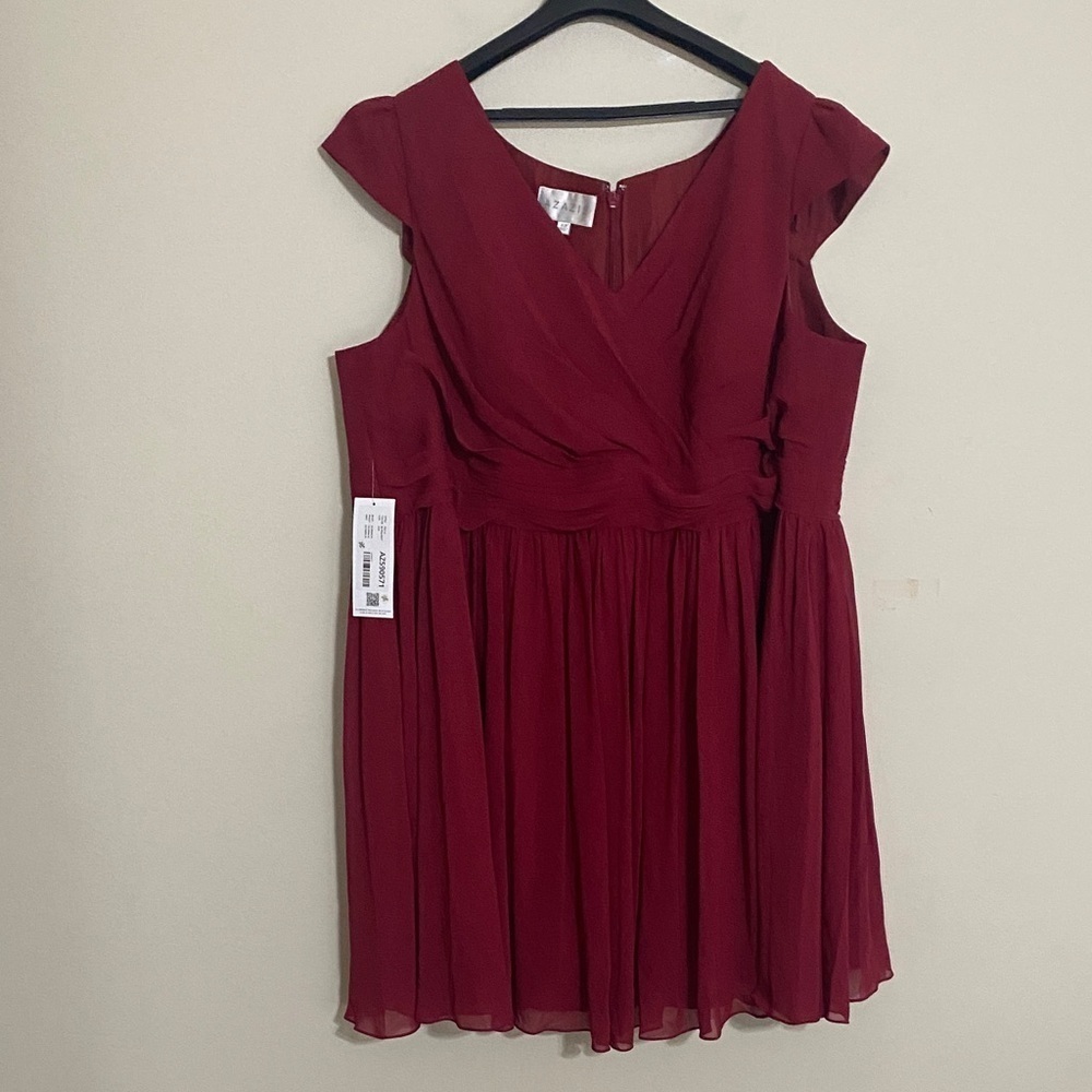 Azazie Elegant Red mini gown Dress fit and flare wedding event prom party A28